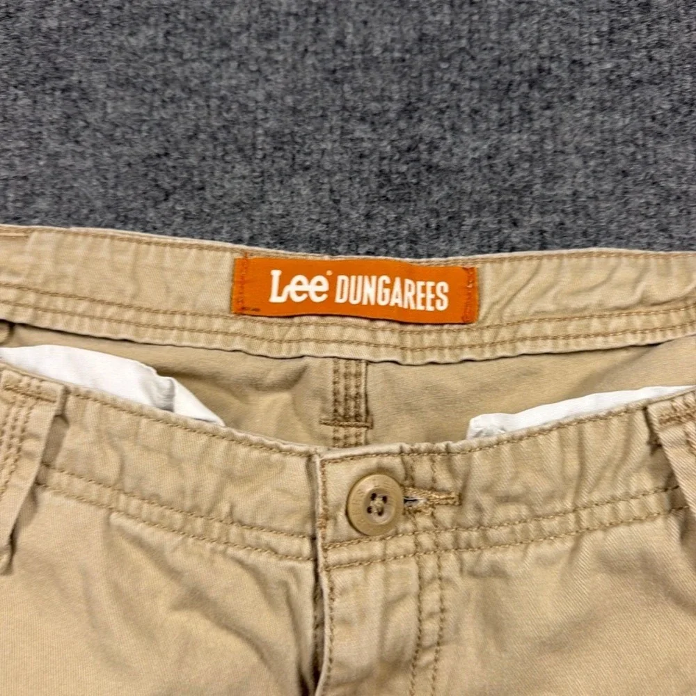 Lee Dungarees Cargo Shorts Mens 36 Tan Khaki Cotton Utility Relaxed Fit Hiking